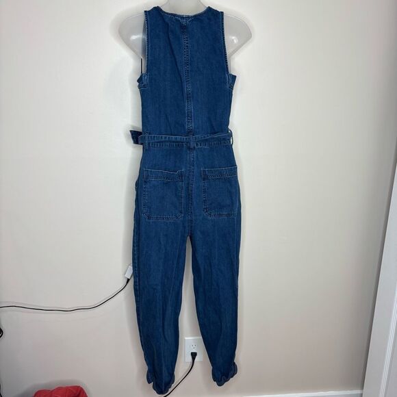 Rachel Comey x Target Indigo Denim Wash Jean Sleeveless Jumpsuit Size 2 belt Y2K - Picture 3 of 6